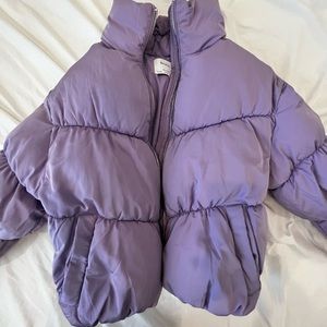 Purple Bershka Puffer Jacket